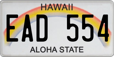 HI license plate EAD554