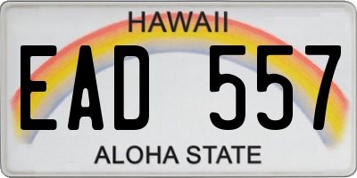 HI license plate EAD557