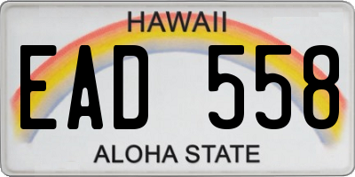 HI license plate EAD558