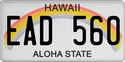 HI license plate EAD560