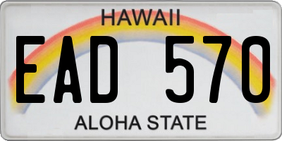 HI license plate EAD570