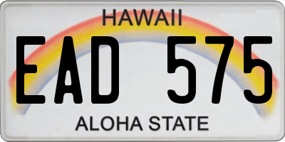 HI license plate EAD575