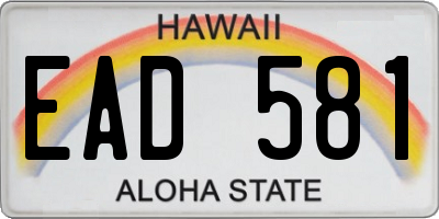 HI license plate EAD581