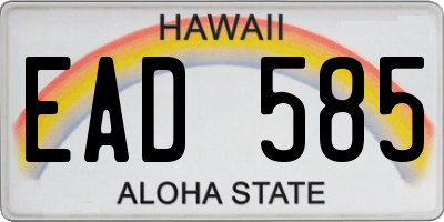 HI license plate EAD585