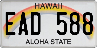 HI license plate EAD588