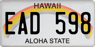 HI license plate EAD598