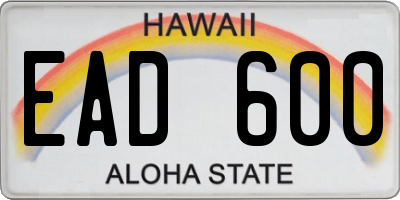 HI license plate EAD600