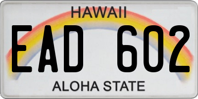 HI license plate EAD602