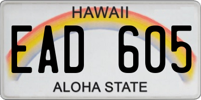 HI license plate EAD605