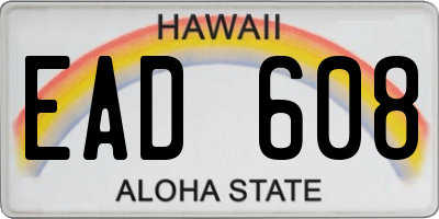 HI license plate EAD608