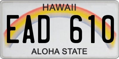 HI license plate EAD610