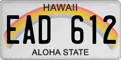 HI license plate EAD612