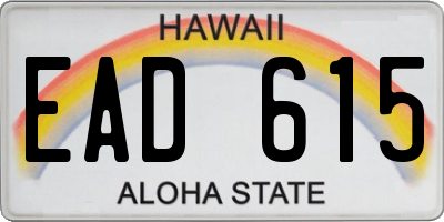 HI license plate EAD615