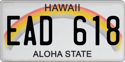 HI license plate EAD618