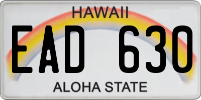 HI license plate EAD630