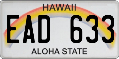 HI license plate EAD633