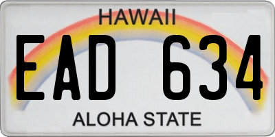 HI license plate EAD634