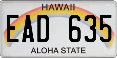 HI license plate EAD635