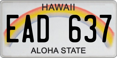 HI license plate EAD637