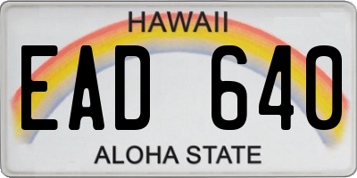 HI license plate EAD640