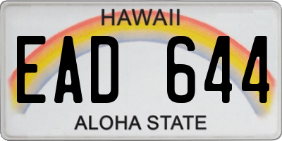 HI license plate EAD644