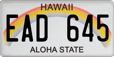 HI license plate EAD645