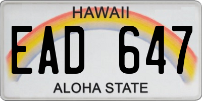 HI license plate EAD647