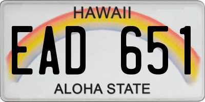 HI license plate EAD651