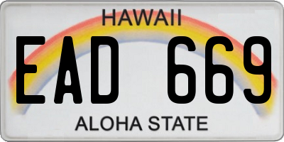 HI license plate EAD669