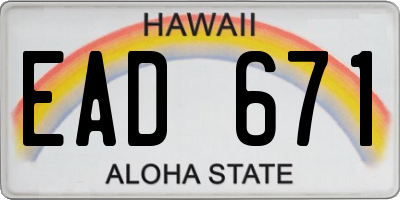 HI license plate EAD671