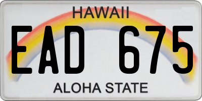 HI license plate EAD675