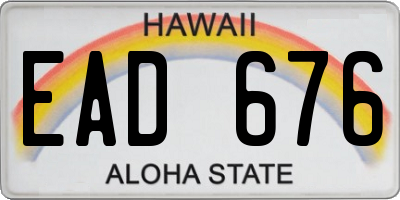 HI license plate EAD676
