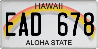 HI license plate EAD678