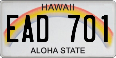 HI license plate EAD701