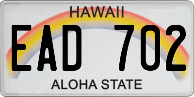 HI license plate EAD702