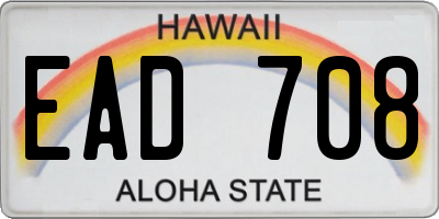 HI license plate EAD708