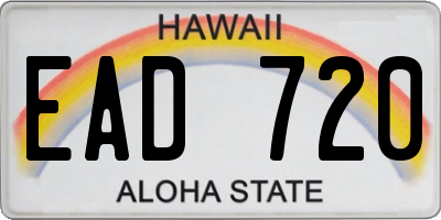 HI license plate EAD720