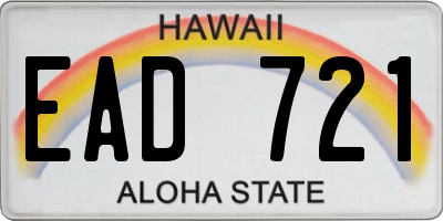 HI license plate EAD721