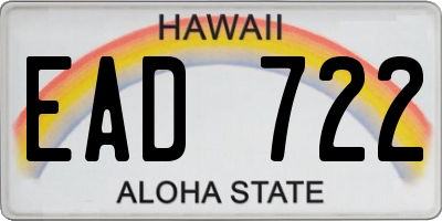 HI license plate EAD722