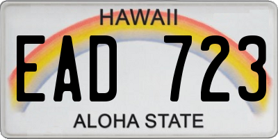 HI license plate EAD723