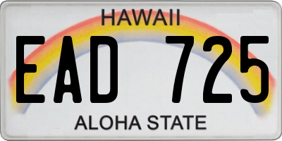 HI license plate EAD725