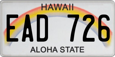 HI license plate EAD726