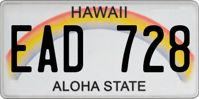 HI license plate EAD728