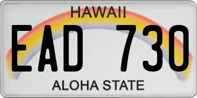 HI license plate EAD730