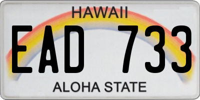 HI license plate EAD733