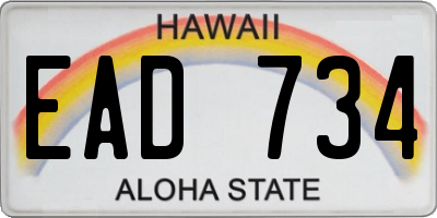 HI license plate EAD734