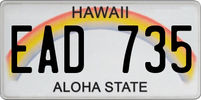 HI license plate EAD735