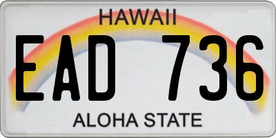 HI license plate EAD736