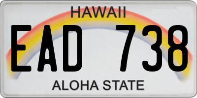 HI license plate EAD738