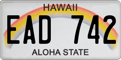 HI license plate EAD742